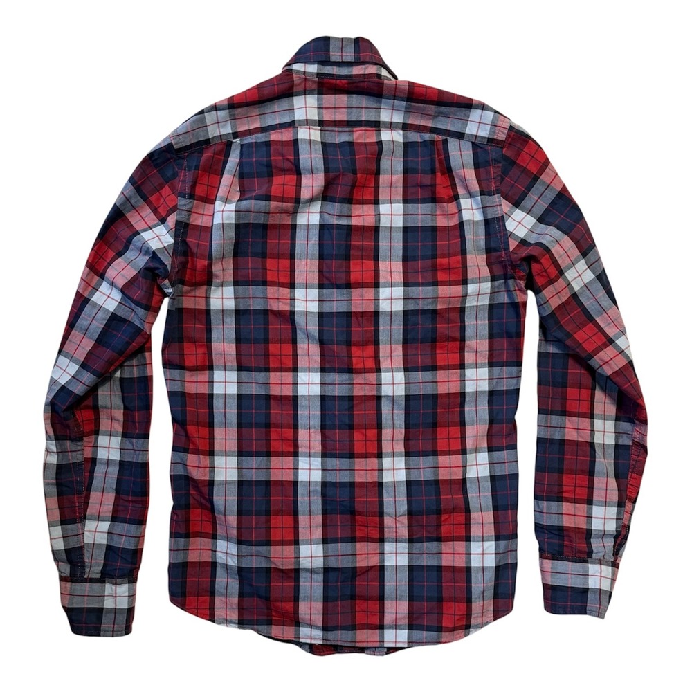 J.Crew Slim Fit Cotton Plaid Button Down Shirt Red Navy Blue Size X-Small - Picture 2 of 5